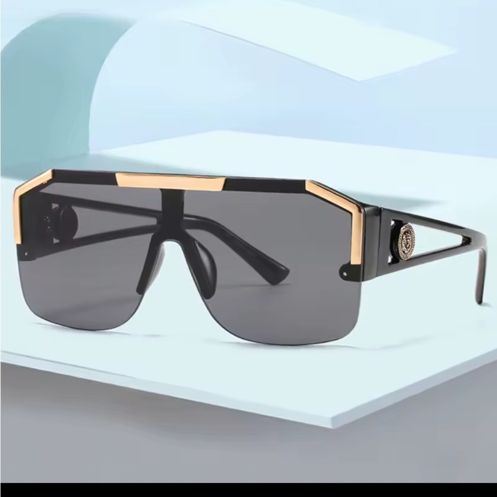 Luxurious Black and Gold Designer Sunglasses